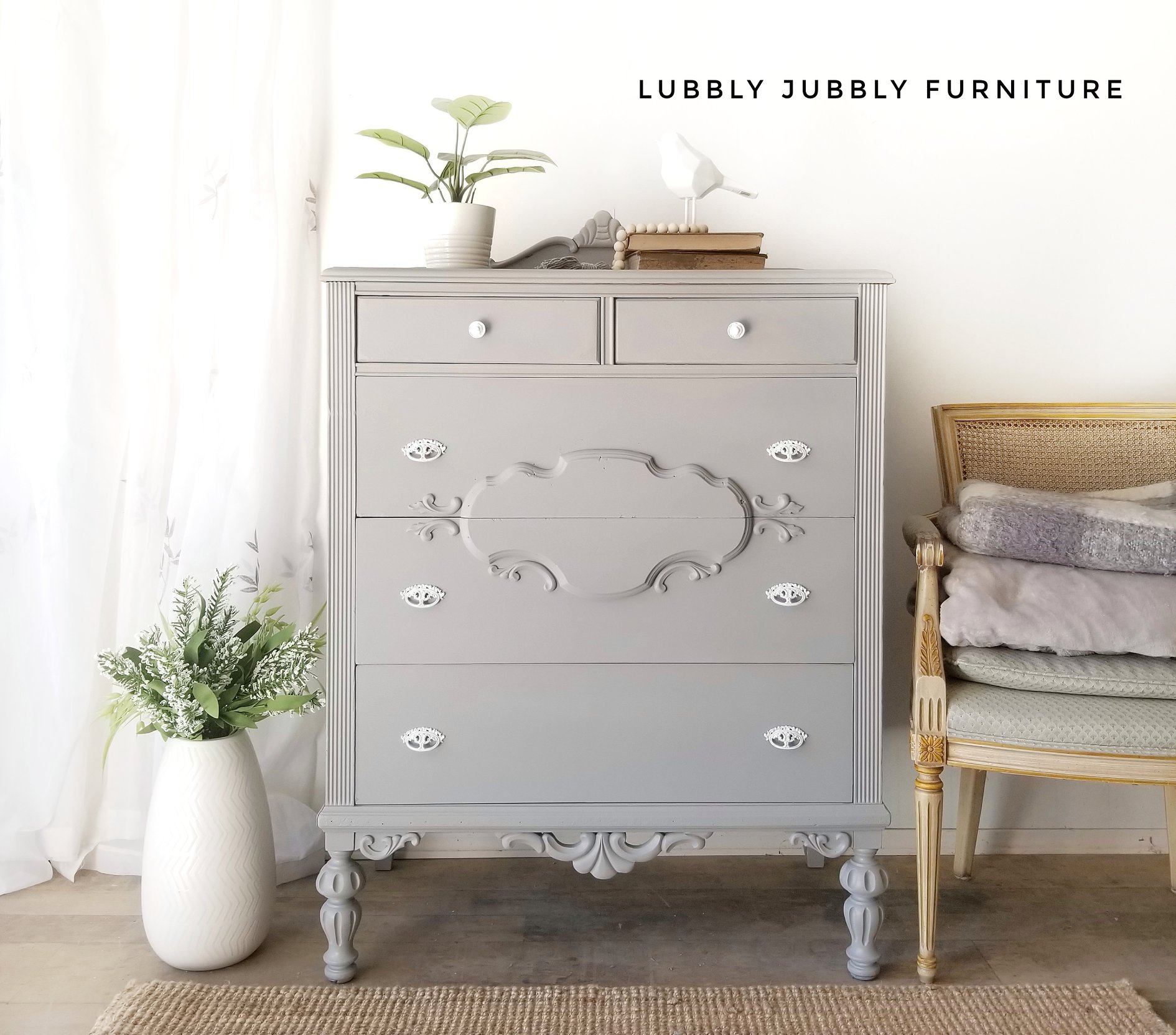 Vintage Dresser in Lazy Linen with Clear Coat