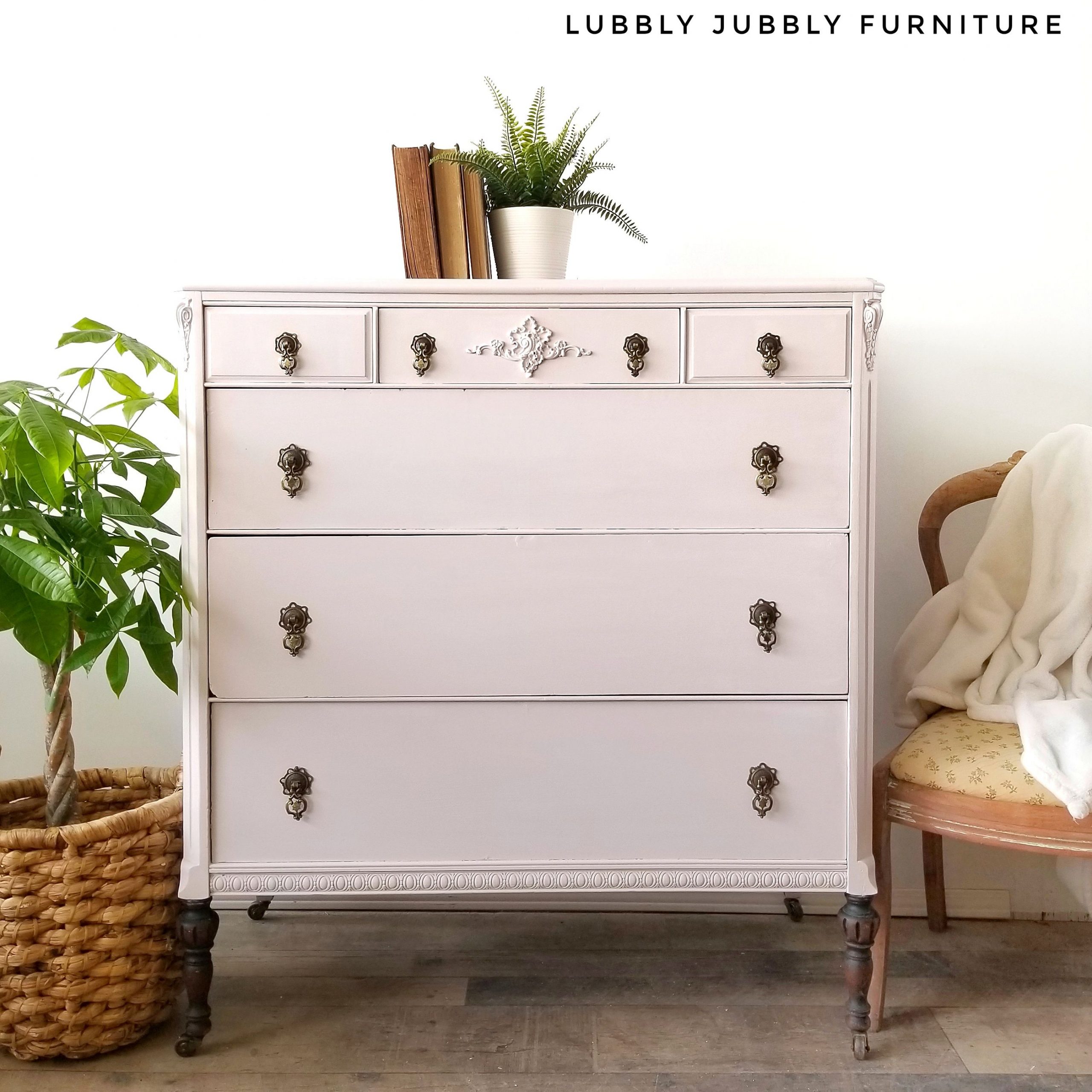 Dresser in Darling with Black Hardware and Stained Legs