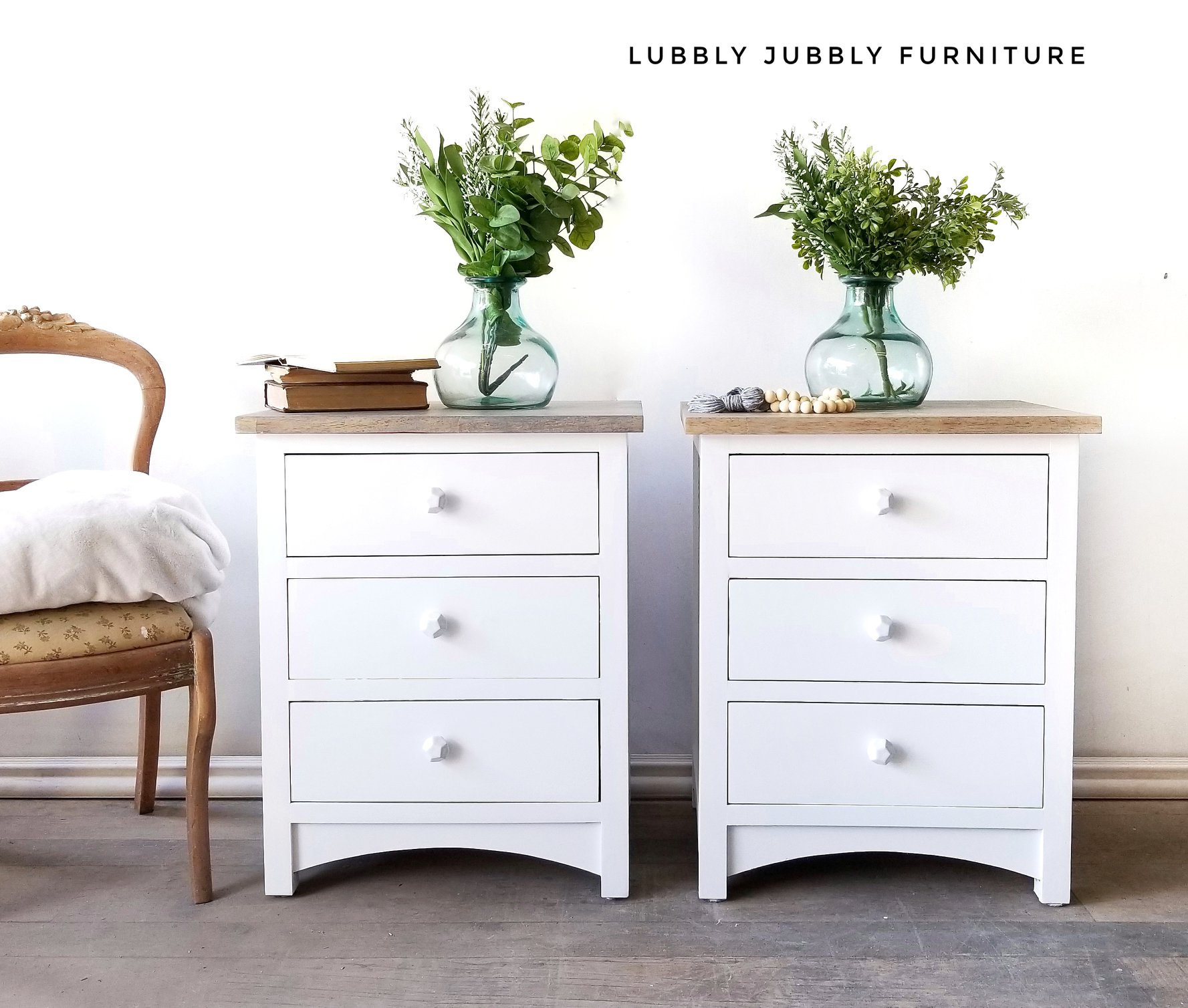 Set of Storage/Accent Tables in Simplicity with Natural Wood Tops