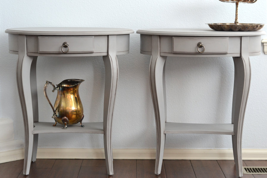 Grey Antiqued Round Side Tables - Pebble Beach - Elizabeth Preble