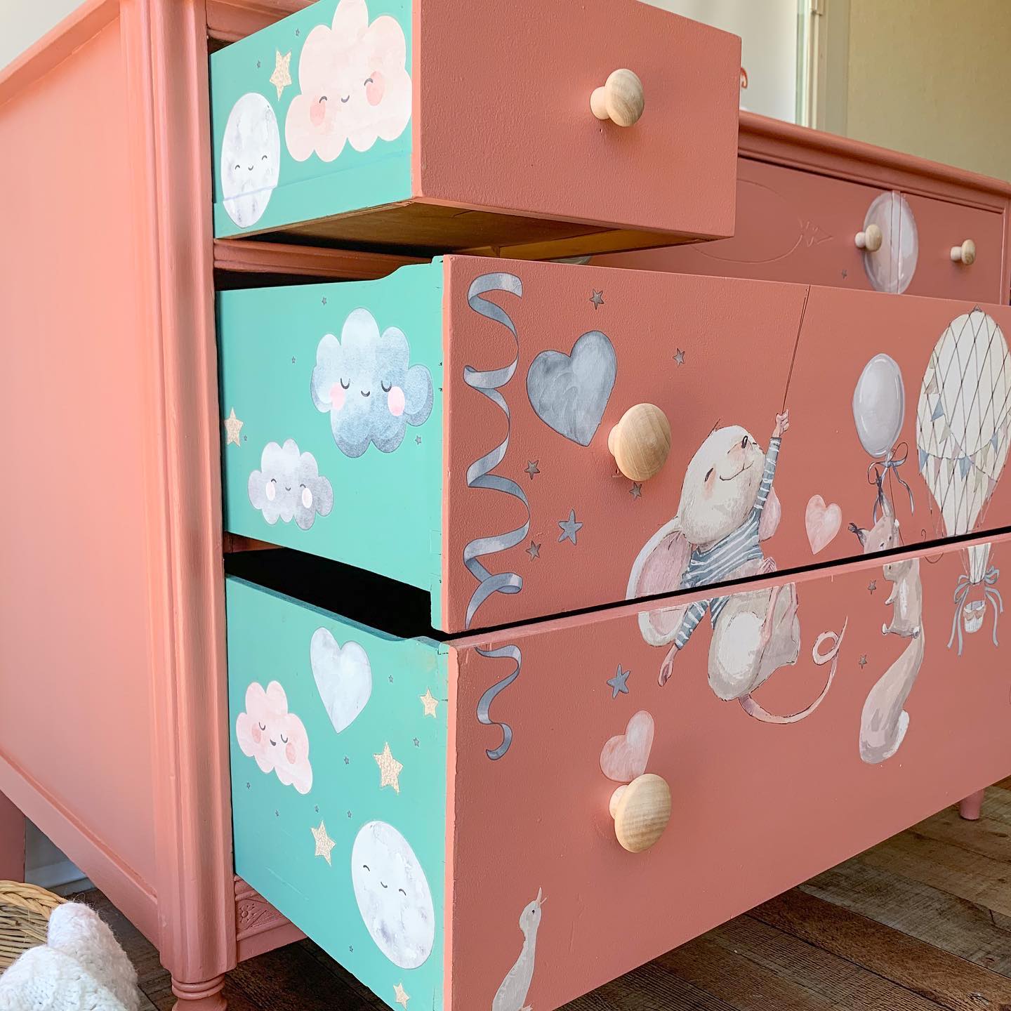 Changing Table/Dresser for Nursery in Peachy Keen and Bliss