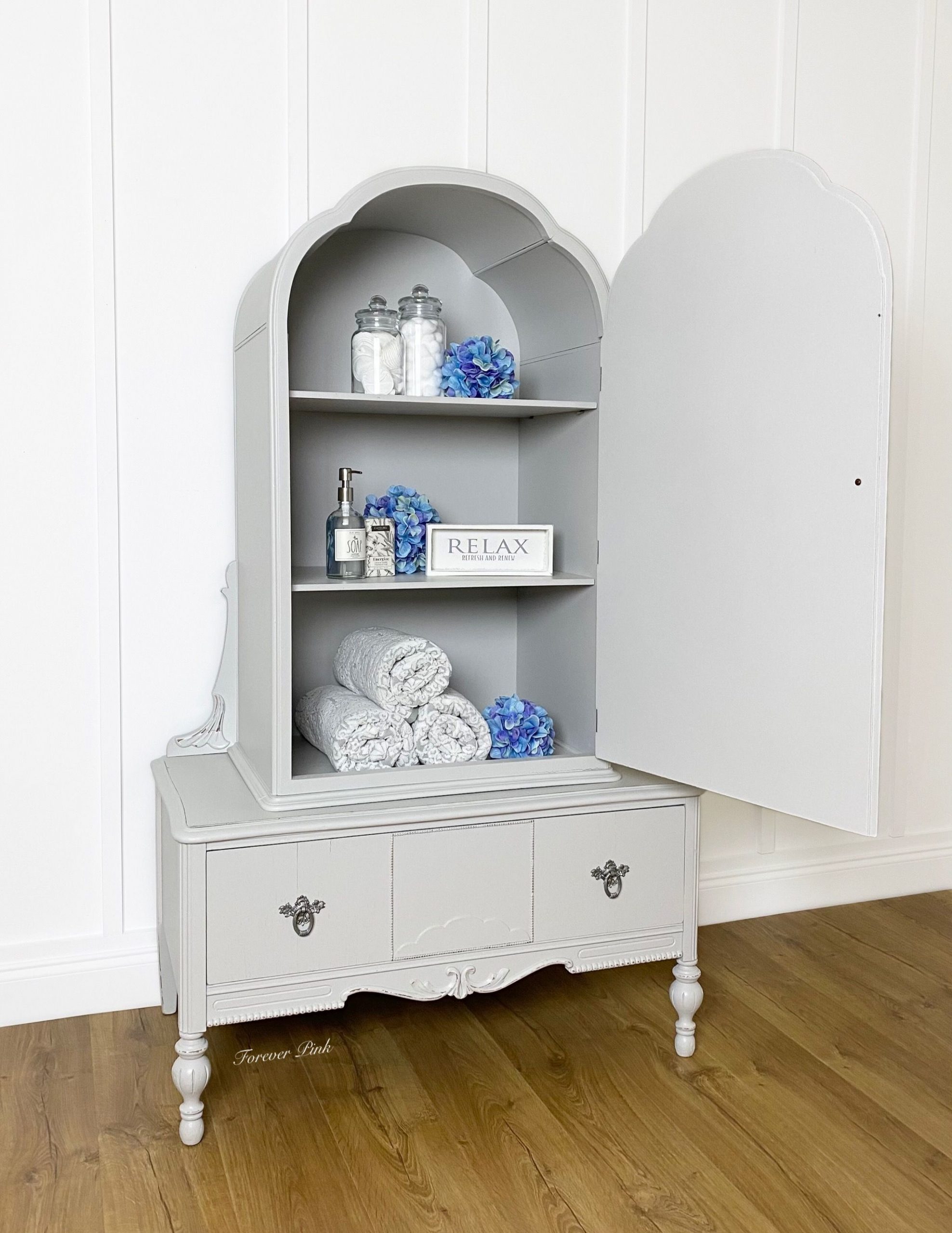 Storage Cabinet in Lazy Linen with Clear Coat