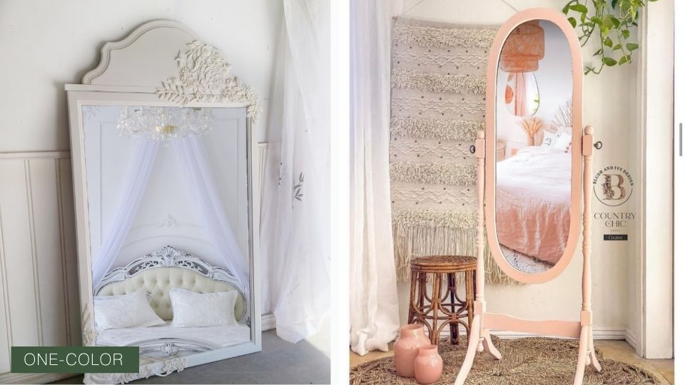 One-color painted mirrors off white greige and blush pink