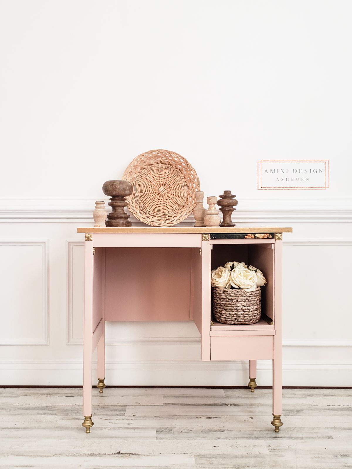 Petite Storage Table/Desk on Casters in Ooh La La