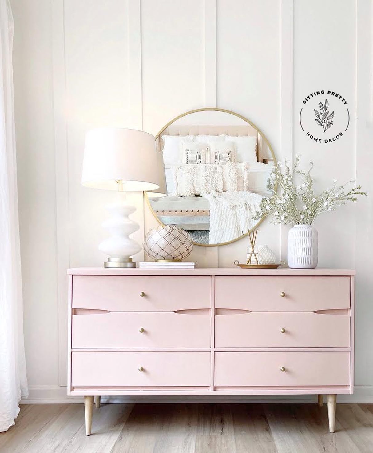 Six Drawer Dresser in Ooh La La with Gold Accents