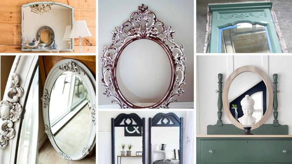 Collage of painted mirror frames