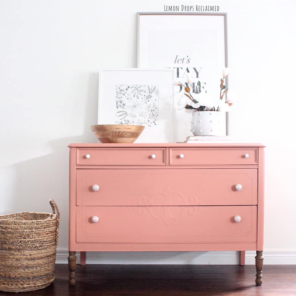 Modern Farmhouse Dresser in Peachy Keen