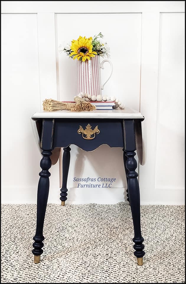 Drop-Leaf Accent Table in Peacoat with Simplicity Top