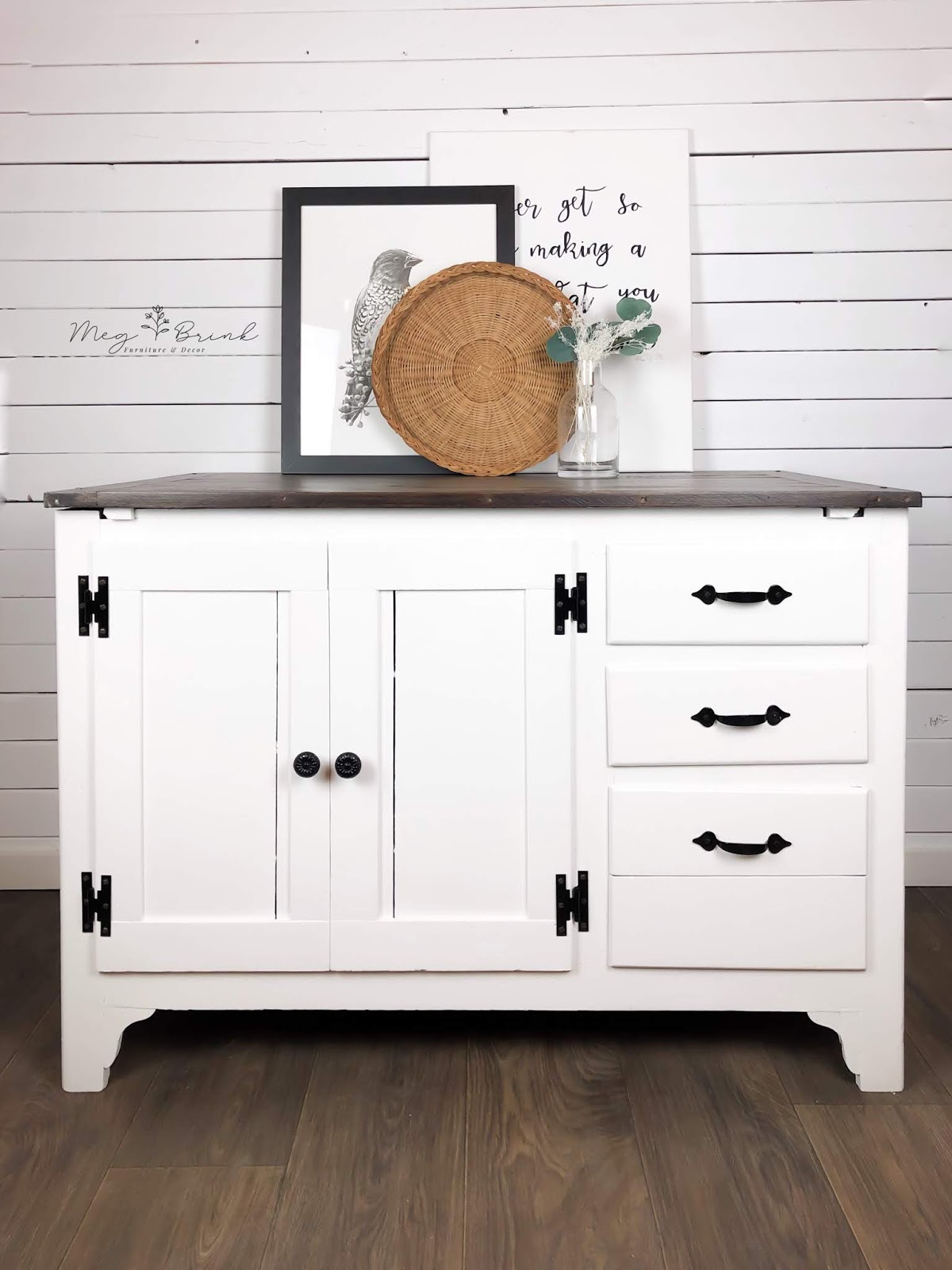 Farmhouse Cabinet in Simplicity with Black Hardware