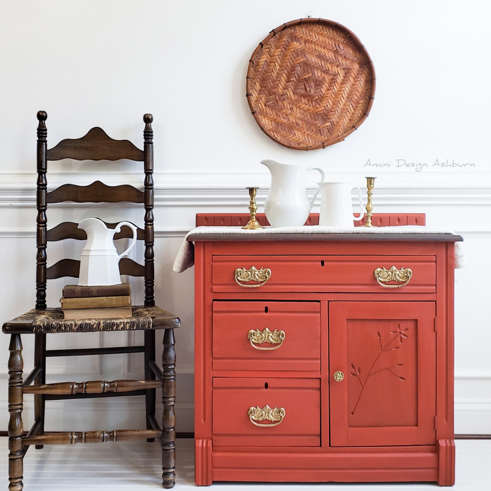 Farmhouse Storage Cabinet in Sparklers with Black Wax