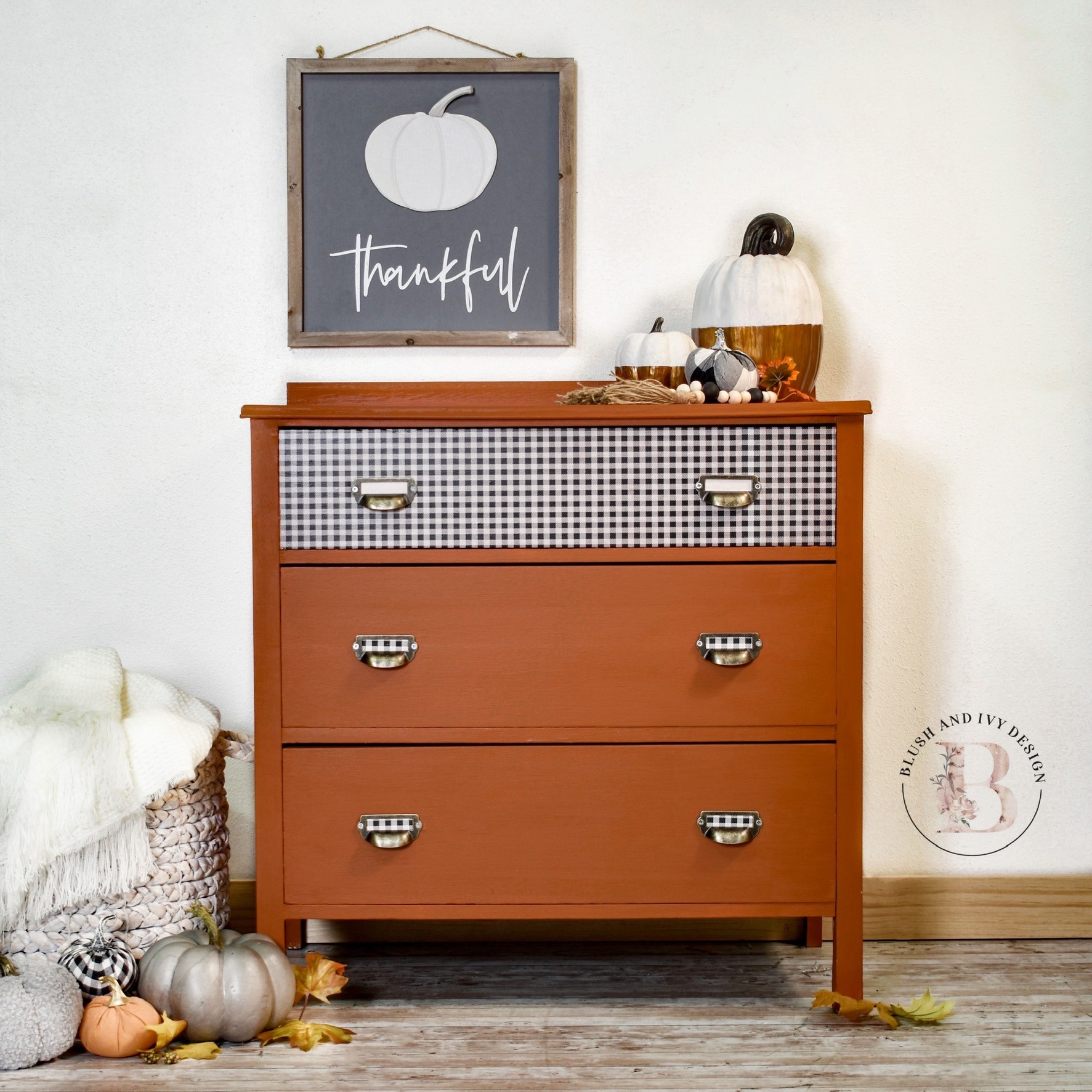 Three-Drawer Cabinet with Gingham Drawer in With A Twist