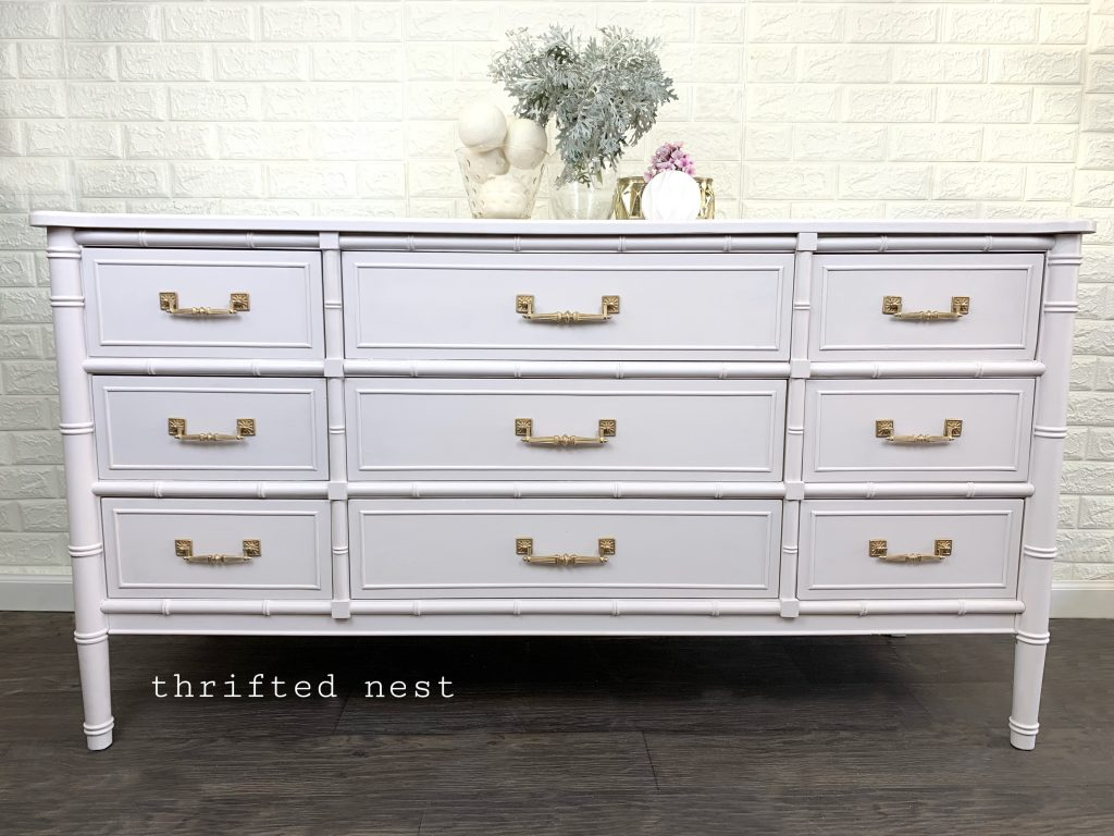 Nine Drawer Dresser in Darling with Gold Hardware